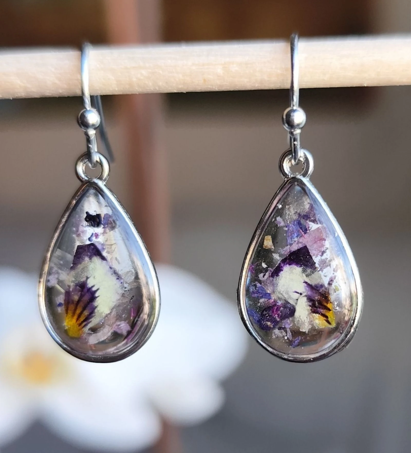 Thoughts and blue flowers earrings – photo 5